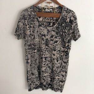 Zara W&B Collection Black and white linen T-shirt